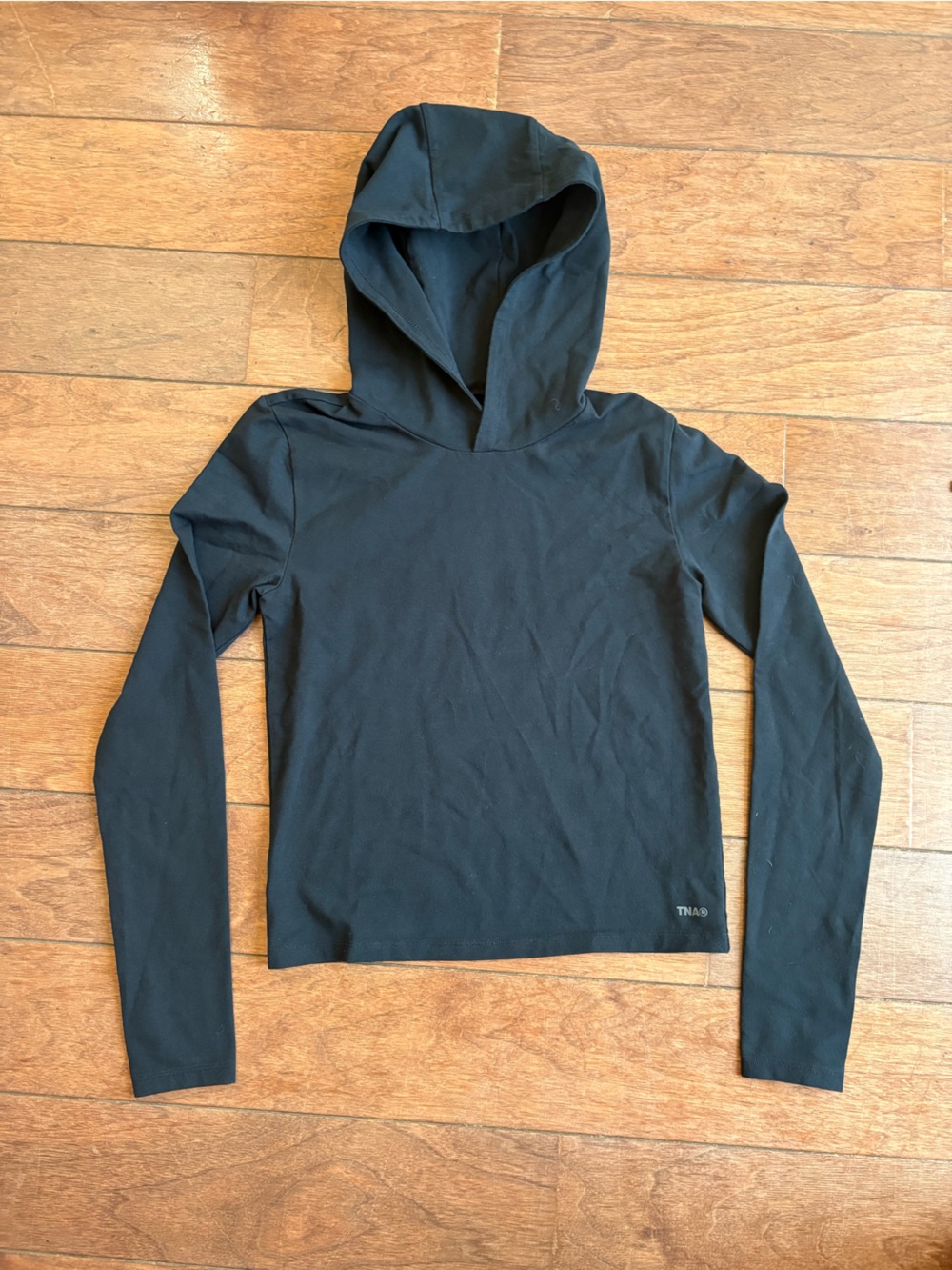 TNA Black Women's Hooded Long-Sleeve Top